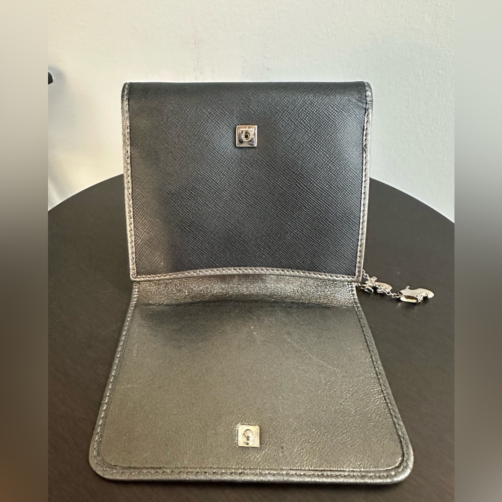 Ferragamo Compact Bifold Wallet – Black / Silver Metallic with Box - Picture 15 of 16